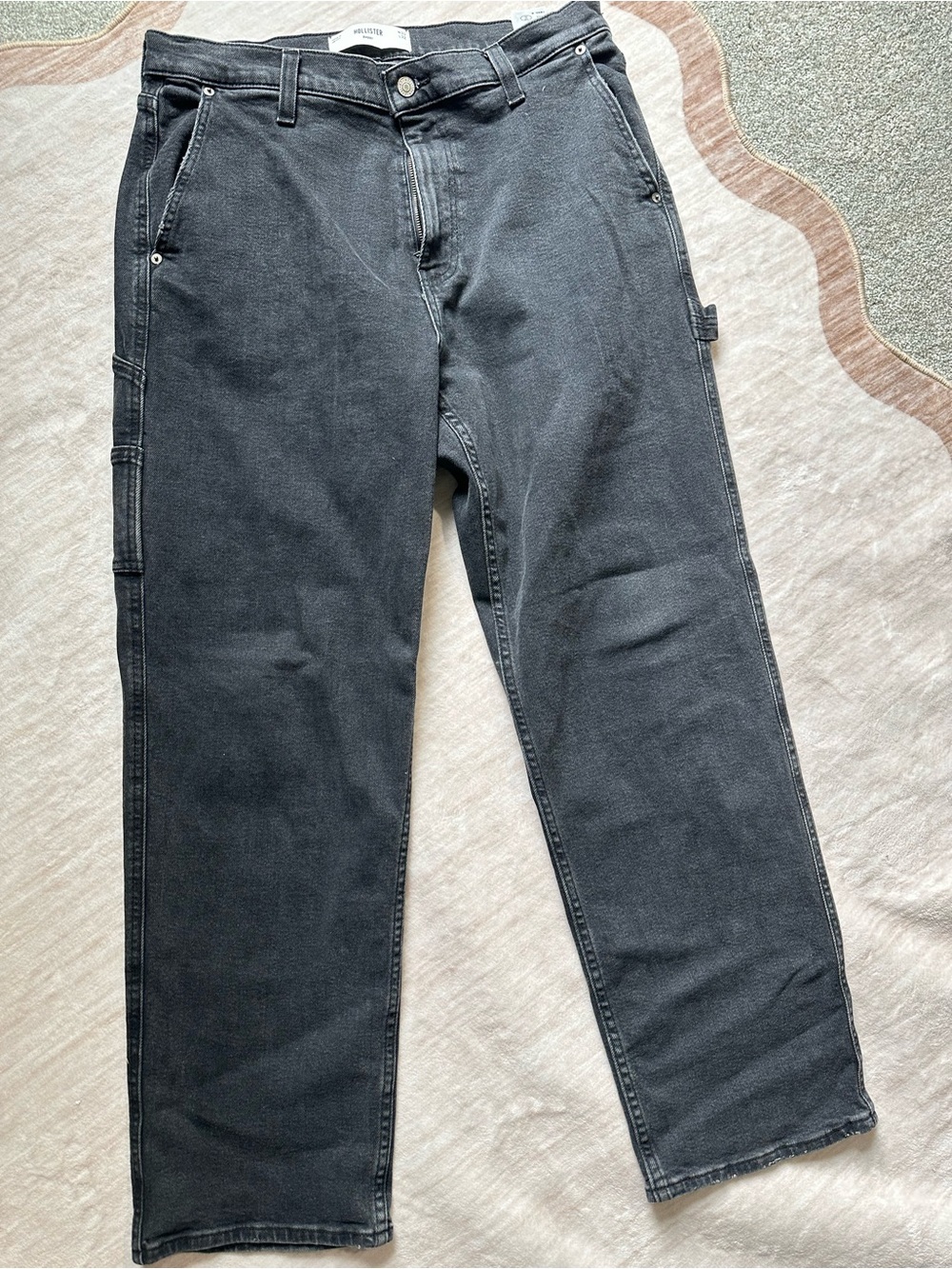 Hollister Men's Relaxed Black Carpenter Jeans